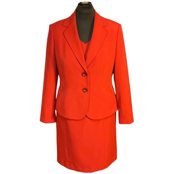 Kasper Sheath Dress and Jacket Set Brick Red Career Wear Knee Length Size 12 - Picture 1 of 11